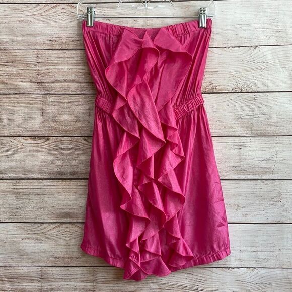 POETRY CLOTHING RUFFLE‎ MINI DRESS IN BARBIE PINK - Picture 1 of 7